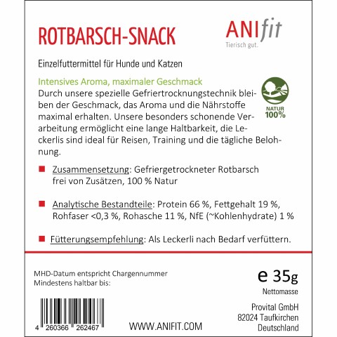 Hund Katze Snacks Rotbarsch 35g 1 Stück -3- Anifit